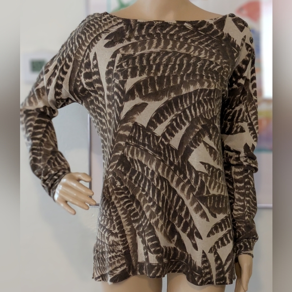 Ralph Lauren Sweaters - Ralph Lauren Silk & Cashmere Blend Scoop Neck Feather Design Sweater Small